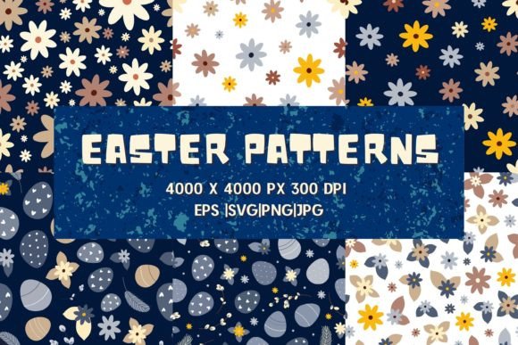 Blue Easter Seamless Patterns Pack