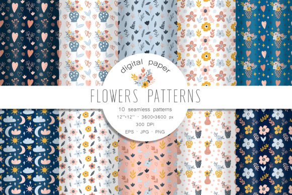 Boho Floral Patterns. Flowers Paper: A Versatile Resource for Creative Designers