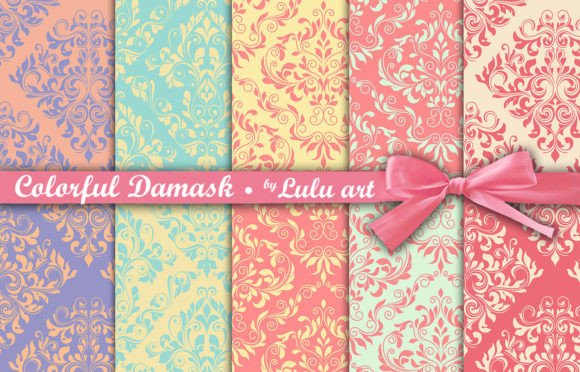 Colorful Damask Patterns 10 Papers