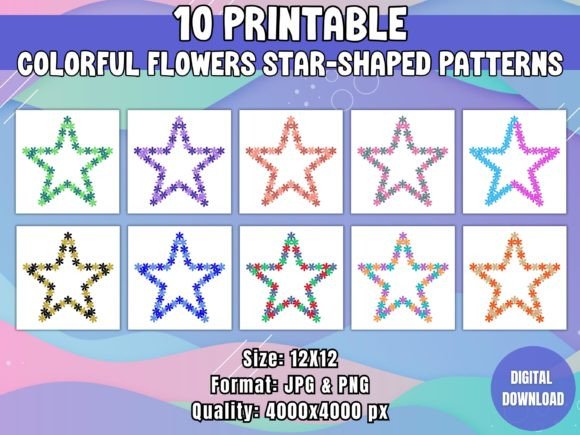 Colorful Flowers Star-Shaped Patterns