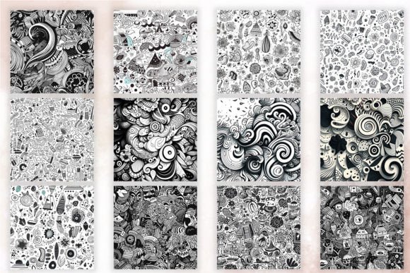 Doodles Patterns Digital Papers