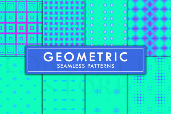 Geometric Seamless Patterns, Cyan Neon: A Creative Guide for Designers and Crafters