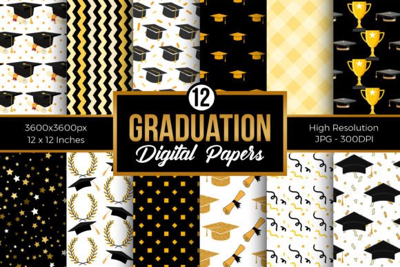 Graduation Digital Paper Patterns