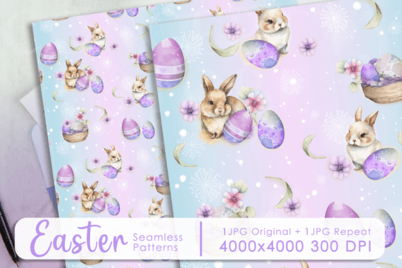 Happy Easter Seamless Patterns Pastel