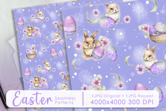 Happy Easter Seamless Patterns, Purple