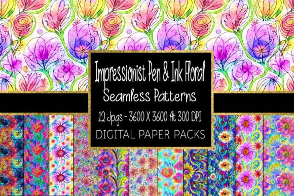 Impressionist Pen Ink Floral Patterns