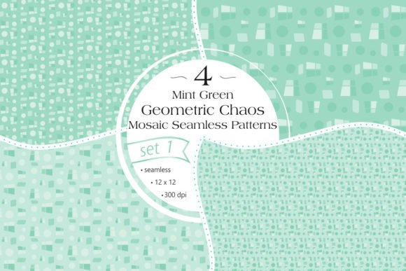Mint Green Geometric Patterns Set 1