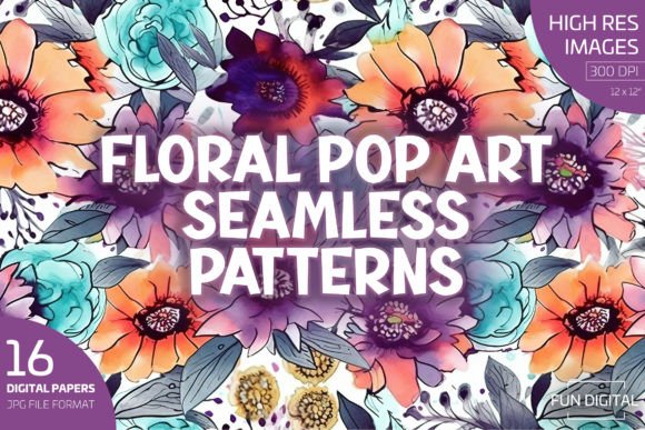 Seamless Floral Pop Art Patterns