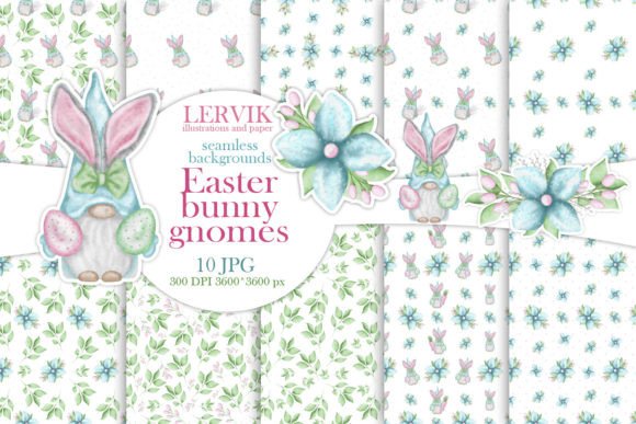 Watercolor Easter Bunny Gnomes Patterns: A Creative Resource for Designers